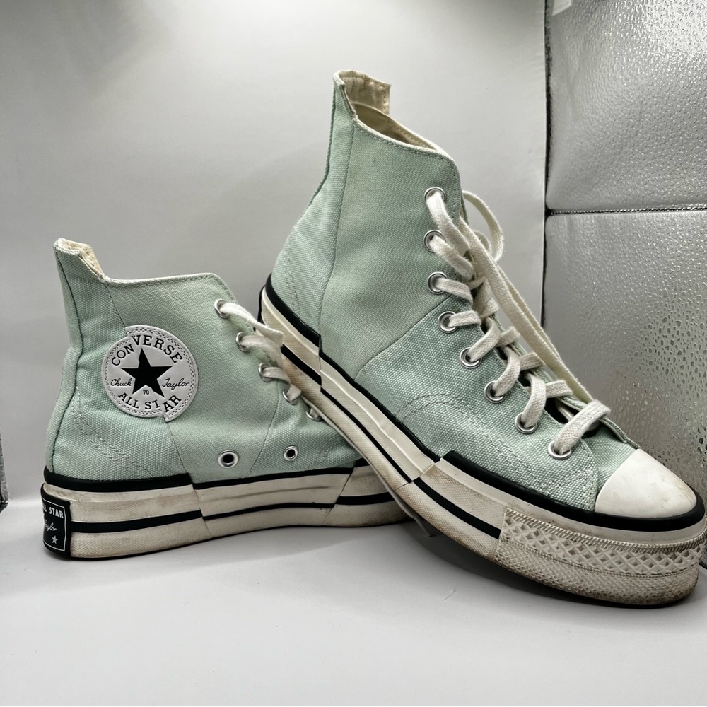 Converse High Top Sneakers in Minty Green Canvas - Picture 6 of 7